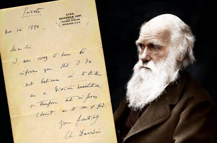 Charles Darwin the famous naturalist. See SWNS story SWDARWIN: A private letter where Charles Darwin admits he doesn't believe in the bible or that Jesus was the son of God has sold for £125,000 - more than twice the estimated value. The esteemed naturalist and geologist was famous for keeping his religious views to himself and very rarely discussed the existence of God. It is thought the scientist, famous for his study on evolution, avoided the subject so he didn't offend friends and family. But in a handwritten letter to a potential reader he shared his honest thoughts.