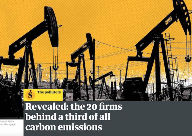 Guardian runs story on CO2 Carbon emissions