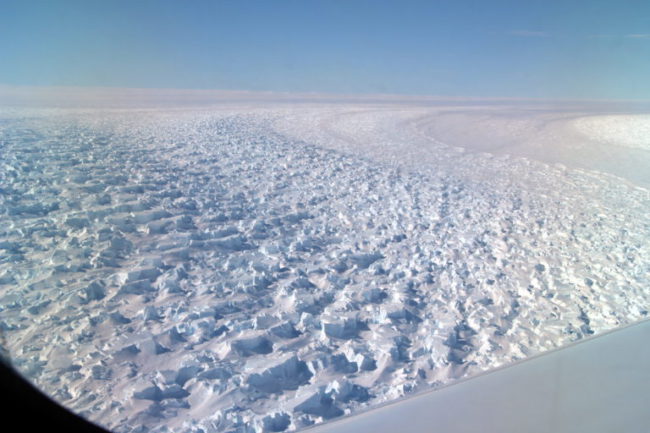 Researchers from UCI and NASA’s Jet Propulsion Laboratory are concerned that the unique topography beneath East Antarctic Denman Glacier could make it even more susceptible to climate-driven collapse. Picture Courtesy of NASA